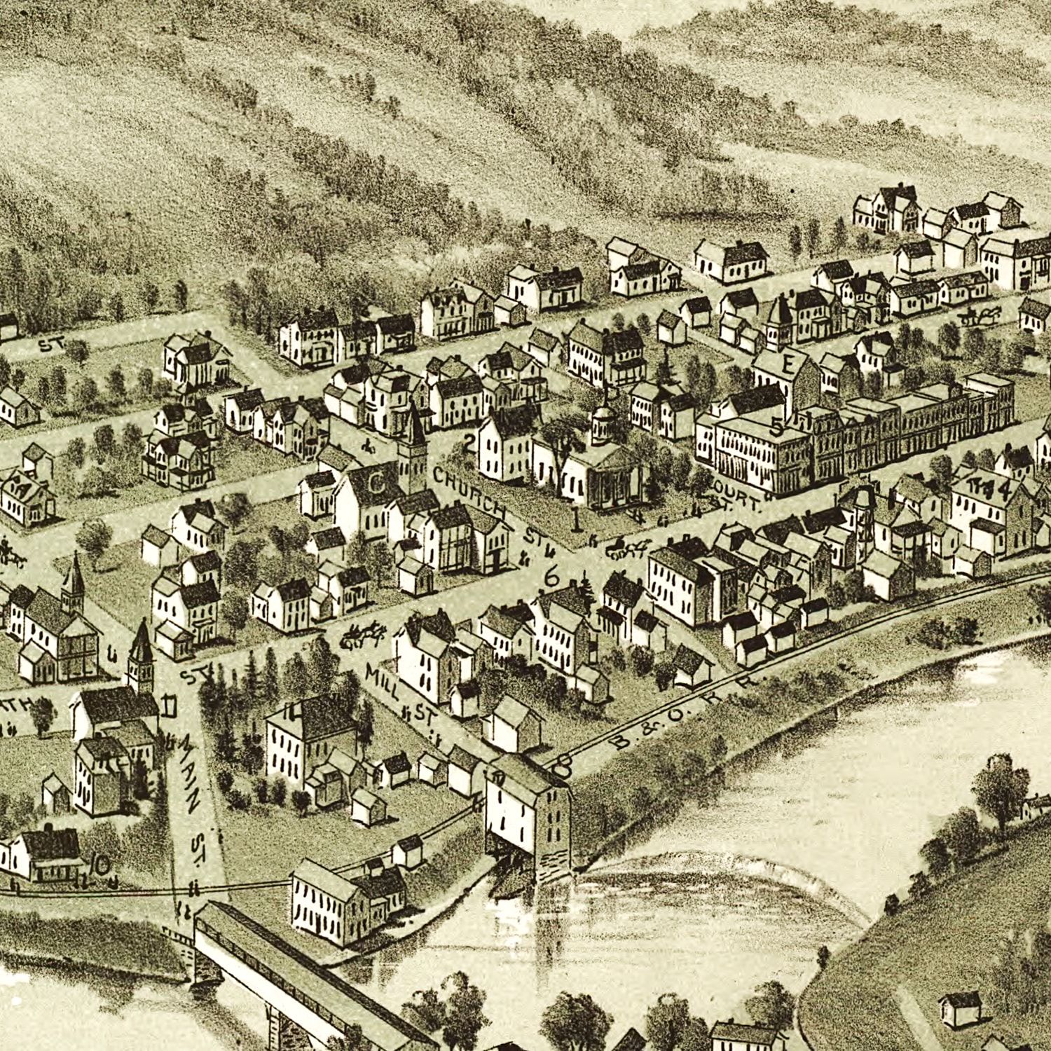 Vintage Map of Phillippi, West Virginia 1897