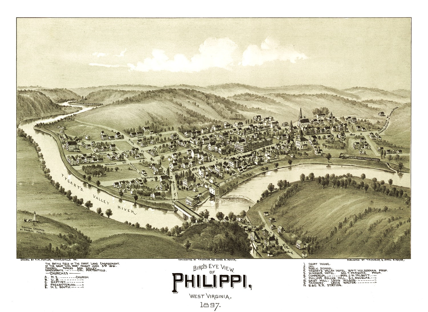 Vintage Map of Phillippi, West Virginia 1897