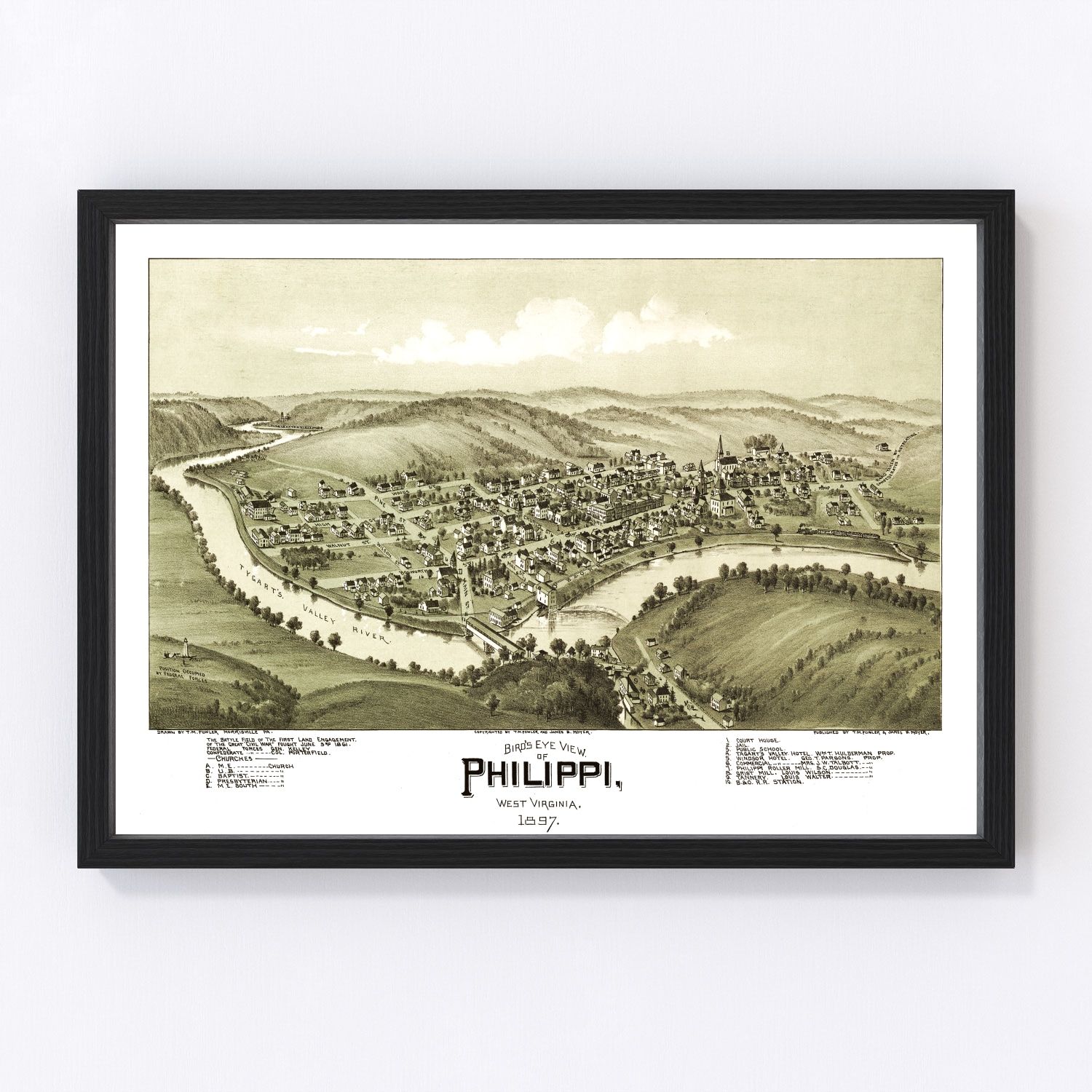 Vintage Map of Phillippi, West Virginia 1897
