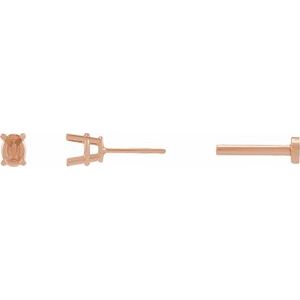 14K Rose Gold 3x2.3 mm Oval 4-Prong Earring Mounting