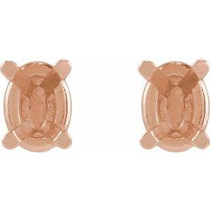 14K Rose Gold 3x2.3 mm Oval 4-Prong Earring Mounting