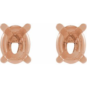 14K Rose Gold 3.6x2.7 mm Oval 4-Prong Earring Mounting – image 2