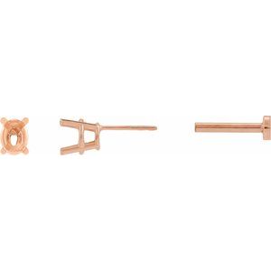 14K Rose Gold 3.6x2.7 mm Oval 4-Prong Earring Mounting – image 3