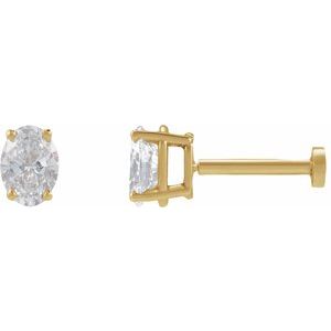 Oval 4-Prong Lightweight Stud Earrings