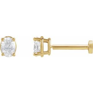 Oval 4-Prong Lightweight Stud Earrings