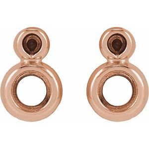 14K Rose Gold 3 mm Accented Earring Mounting