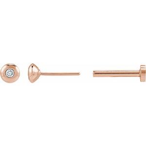 14K Rose Gold .015 CT Natural Diamond Domed Bezel-Set Earring