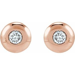 14K Rose Gold .015 CT Natural Diamond Domed Bezel-Set Earring – image 2