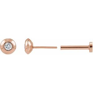 14K Rose Gold .03 CT Natural Diamond Domed Bezel-Set Earring