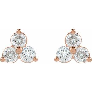 14K Rose Gold 1/5 CTW Natural Diamond Three-Stone Cluster Earring