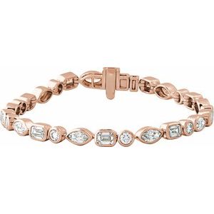 14K Rose Gold 7 1/8 CTW Lab-Grown Diamond Line 7" Bracelet