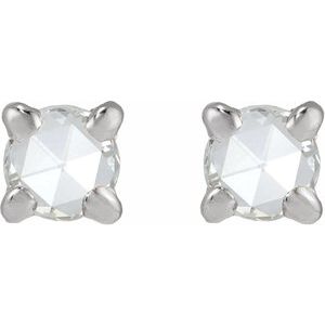 14K White Gold .06 CT Rose-Cut Natural Diamond Stud Earring – image 2