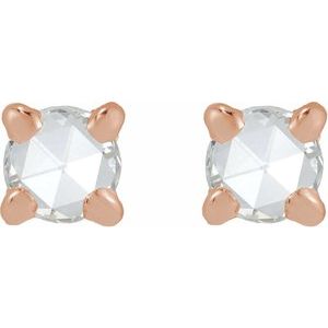 14K Rose Gold .06 CT Rose-Cut Natural Diamond Stud Earring