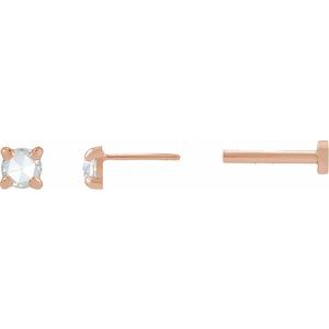 14K Rose Gold .06 CT Rose-Cut Natural Diamond Stud Earring