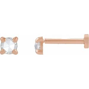 14K Rose Gold .06 CT Rose-Cut Natural Diamond Stud Earring