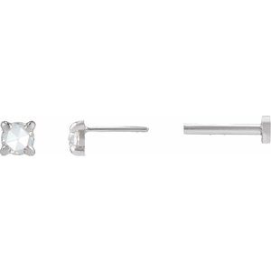 14K White Gold .06 CT Rose-Cut Natural Diamond Stud Earring – image 3