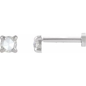14K White Gold .06 CT Rose-Cut Natural Diamond Stud Earring