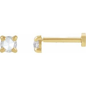 14K Yellow Gold .06 CT Rose-Cut Natural Diamond Stud Earring