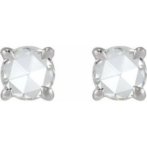 14K White Gold 1/6 CT Rose-Cut Natural Diamond Stud Earring – image 2