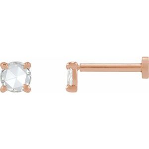 14K Rose Gold 1/6 CT Rose-Cut Natural Diamond Stud Earring