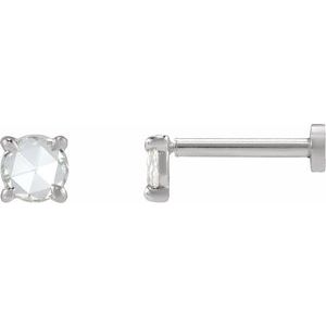 14K White Gold 1/6 CT Rose-Cut Natural Diamond Stud Earring
