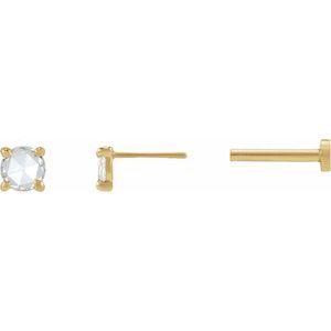 14K Yellow Gold 1/6 CT Rose-Cut Natural Diamond Stud Earring – image 3