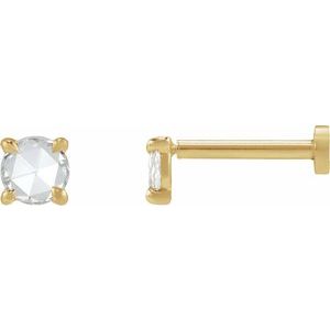 14K Yellow Gold 1/6 CT Rose-Cut Natural Diamond Stud Earring