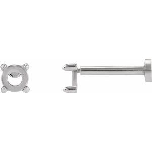 14K White Gold 3 mm Round Rose-Cut 4-Prong Claw Stud Earring Mounting