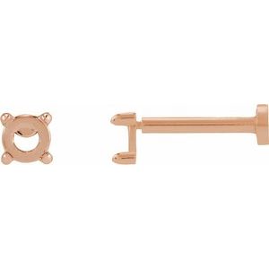14K Rose Gold 3 mm Round Rose-Cut 4-Prong Claw Stud Earring Mounting