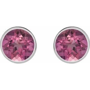 Sterling Silver 6 mm Natural Pink Tourmaline Stud Earrings – image 2