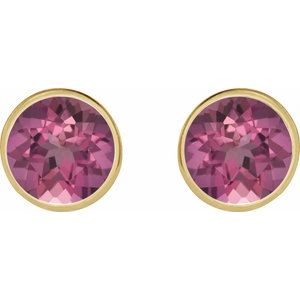 14K Yellow Gold 5 mm Natural Pink Tourmaline Stud Earrings – image 2
