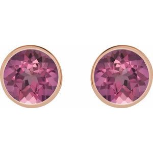 14K Rose Gold 4 mm Natural Pink Tourmaline Stud Earrings – image 2