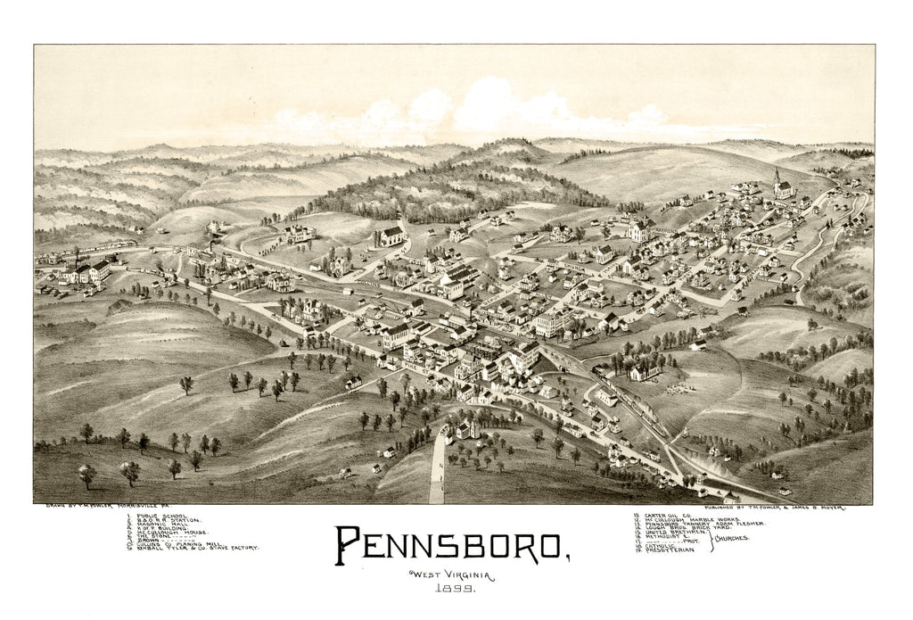Vintage Map of Pennsboro, West Virginia 1899