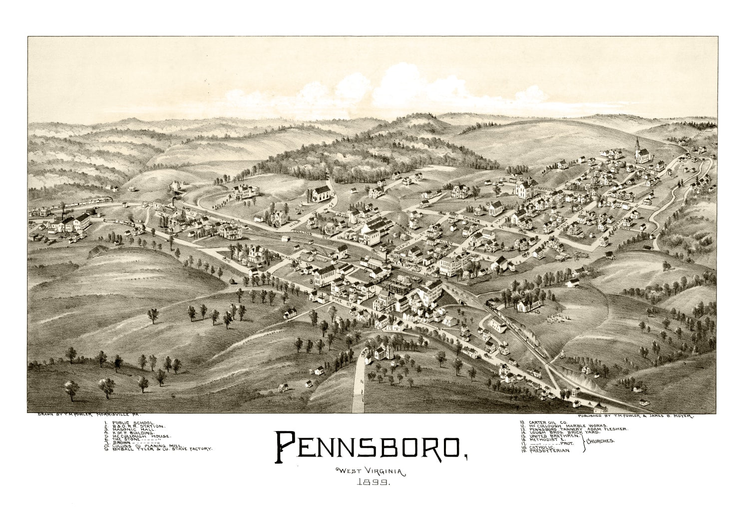 Vintage Map of Pennsboro, West Virginia 1899