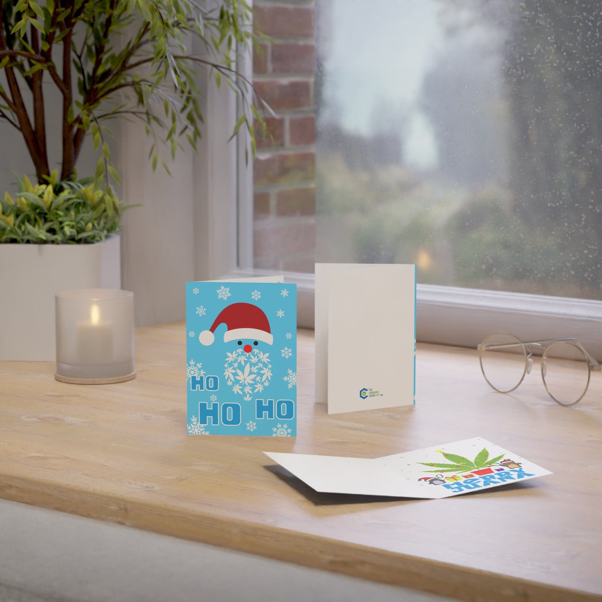Ho Ho Ho Merry Juana Pot Smoking Penguins Merry Christmas Greeting Cards (1, 10, 30, and 50pcs)