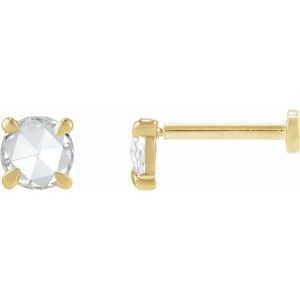 14K Yellow Gold 1/8 CT Rose-Cut Natural Diamond Stud Earring