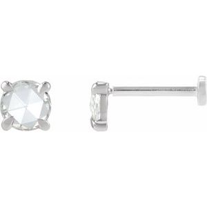 14K White Gold 1/8 CT Rose-Cut Natural Diamond Stud Earring
