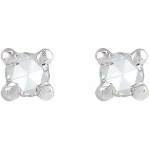 14K White Gold .02 CT Rose-Cut Natural Diamond Stud Earring – image 2