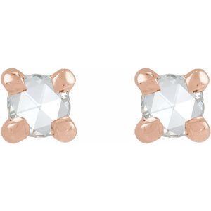 14K Rose Gold .02 CT Rose-Cut Natural Diamond Stud Earring – image 2