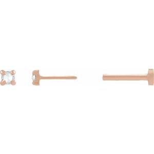 14K Rose Gold .02 CT Rose-Cut Natural Diamond Stud Earring