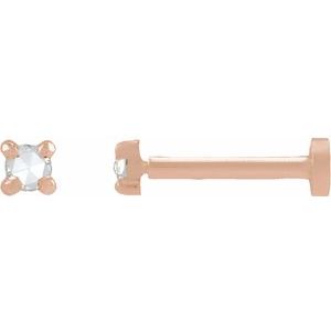 14K Rose Gold .02 CT Rose-Cut Natural Diamond Stud Earring