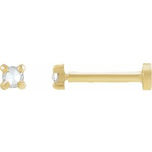 14K Yellow Gold .02 CT Rose-Cut Natural Diamond Stud Earring