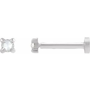 14K White Gold .02 CT Rose-Cut Natural Diamond Stud Earring