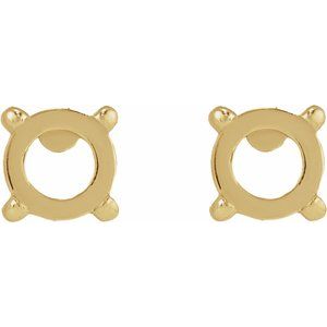 14K Yellow Gold 4 mm Round Rose-Cut 4-Prong Claw Stud Earring Mounting – image 2
