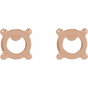 14K Rose Gold 4 mm Round Rose-Cut 4-Prong Claw Stud Earring Mounting – image 2
