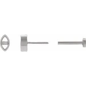 14K White Gold 4x2 mm Marquise Press Fit Back Stud Earring Mounting – image 3