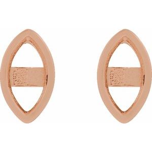 14K Rose Gold 4x2 mm Marquise Press Fit Back Stud Earring Mounting – image 2