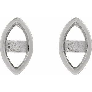 14K White Gold 4x2 mm Marquise Press Fit Back Stud Earring Mounting – image 2