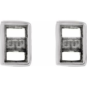 14K White Gold 2.5x1.5 mm Straight Baguette Bezel-Set Earring Mounting – image 2