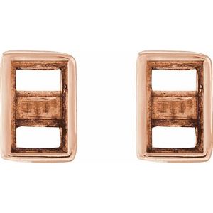 14K Rose Gold 2.5x1.5 mm Straight Baguette Bezel-Set Earring Mounting – image 2